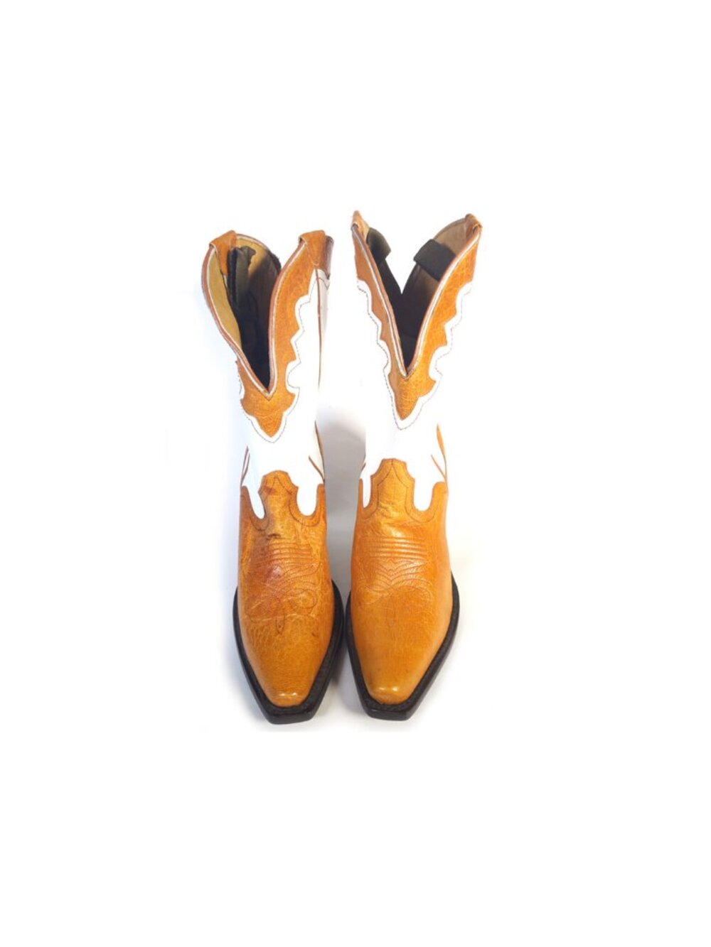 Vintage JB Dillon Cowboy Boots Tan & White Womens Size 8.5 - Picture 4 of 16